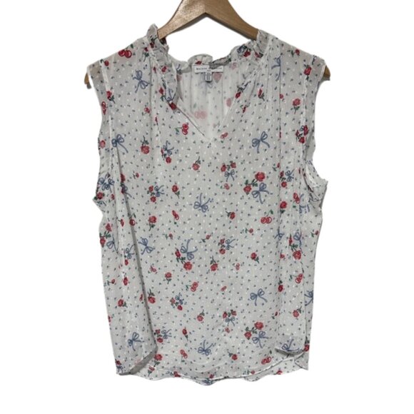 Maison D’Amelie Tops - Maison d’Amélie Paris Floral cherry Sleeveless Blouse US XL